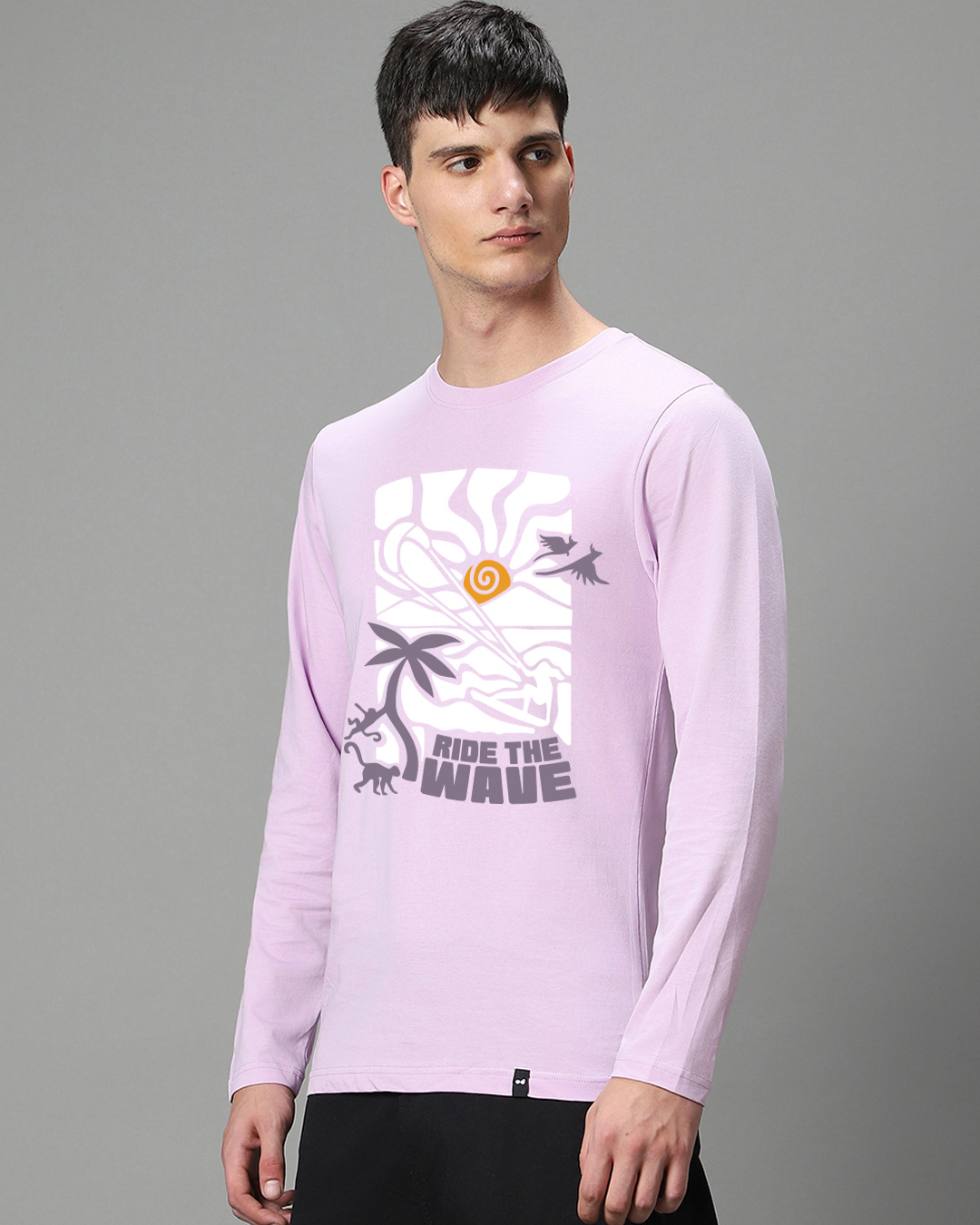 Shop Men's Lilac Bloom Purple Wave Graphic Printed T-shirt-Back
