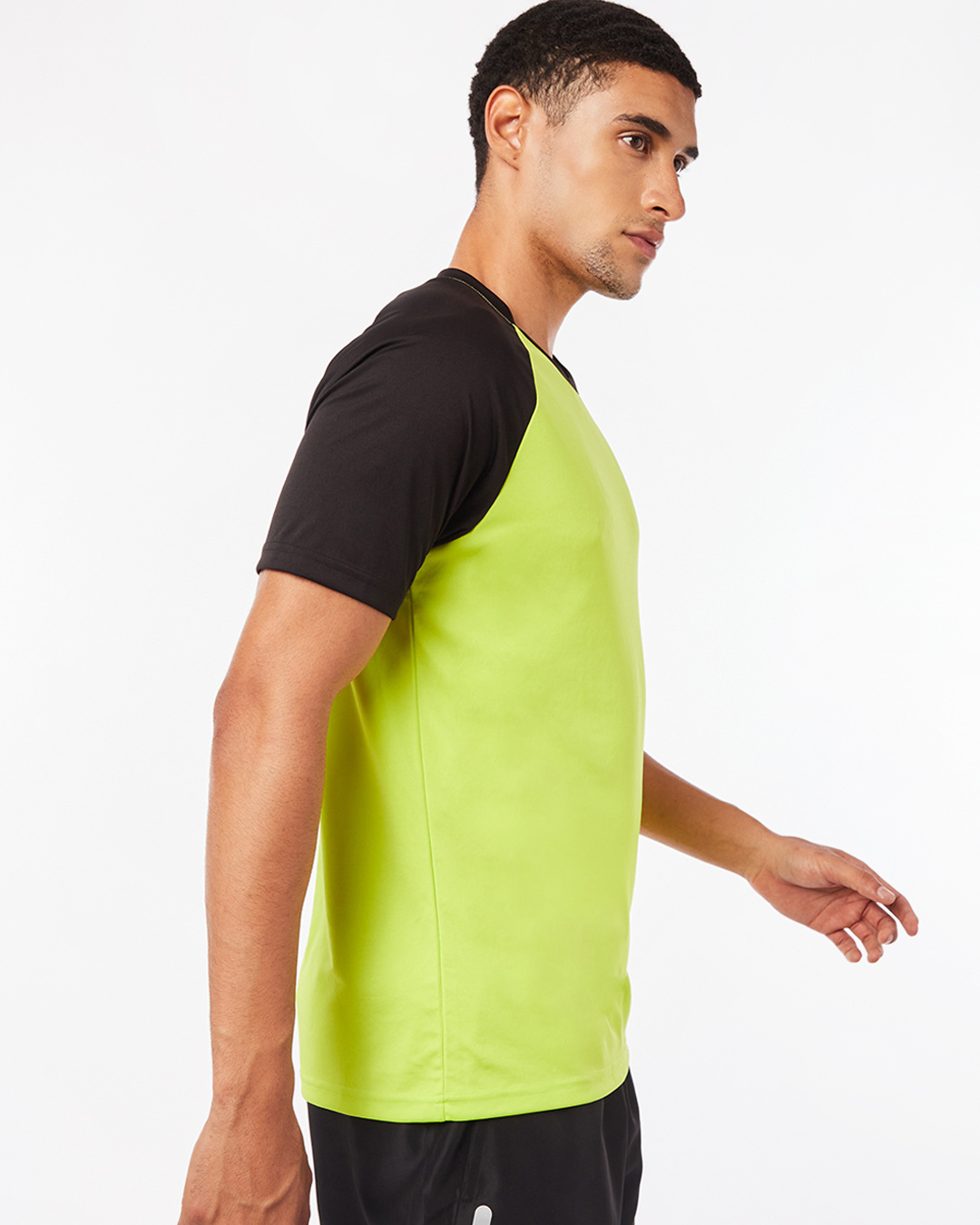 Shop Men's Lime Colorblock Training T-shirt-Back
