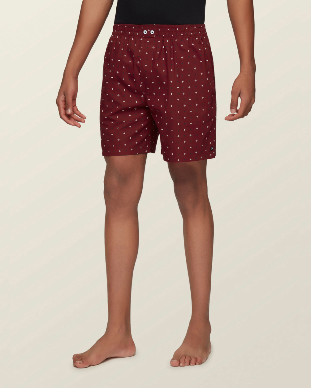 Shop Men's Maroon All Over Printed Cotton Boxers-Back