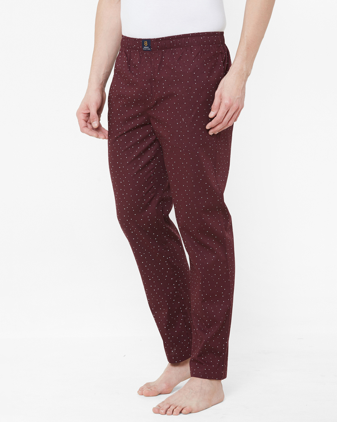 Shop Men's Maroon All Over Printed Cotton Lounge Pants-Back
