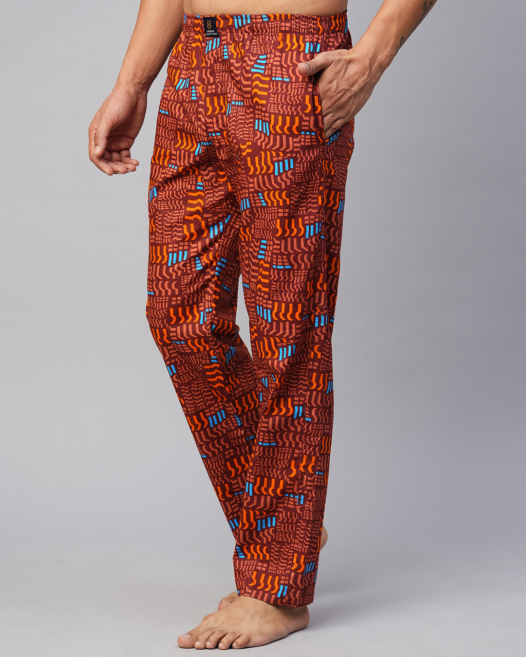 Shop Men's Maroon All Over Printed Pyjamas-Back