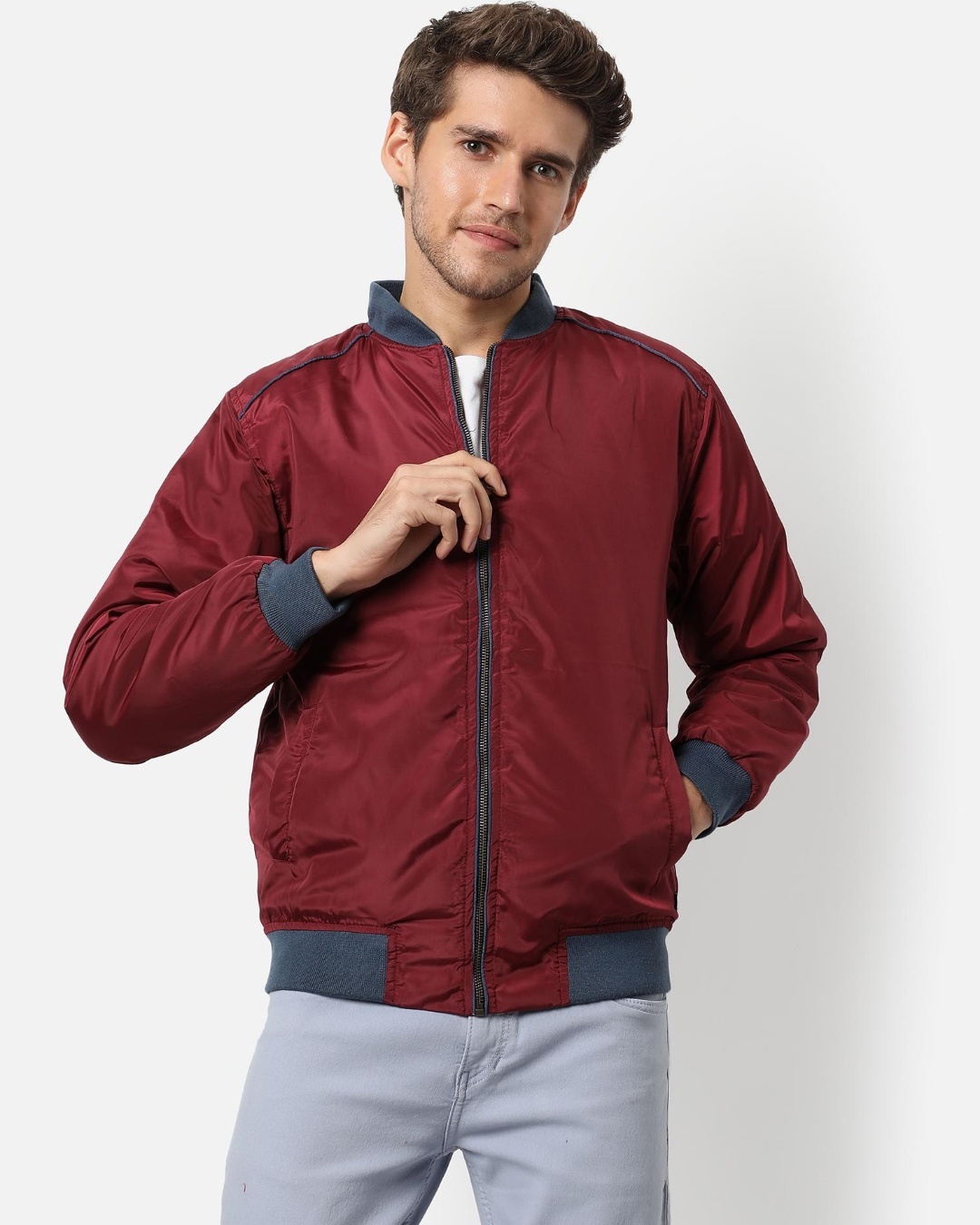 Buy Men's Maroon Jacket for Men Maroon Online at Bewakoof