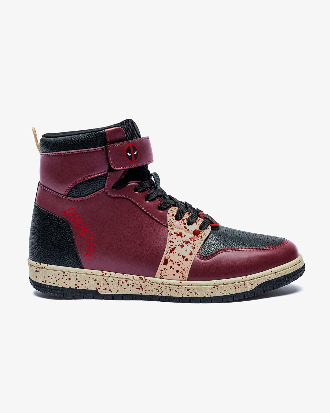 Shop Men's Maroon & Black Deadpool Color Block High Top Sneakers-Back