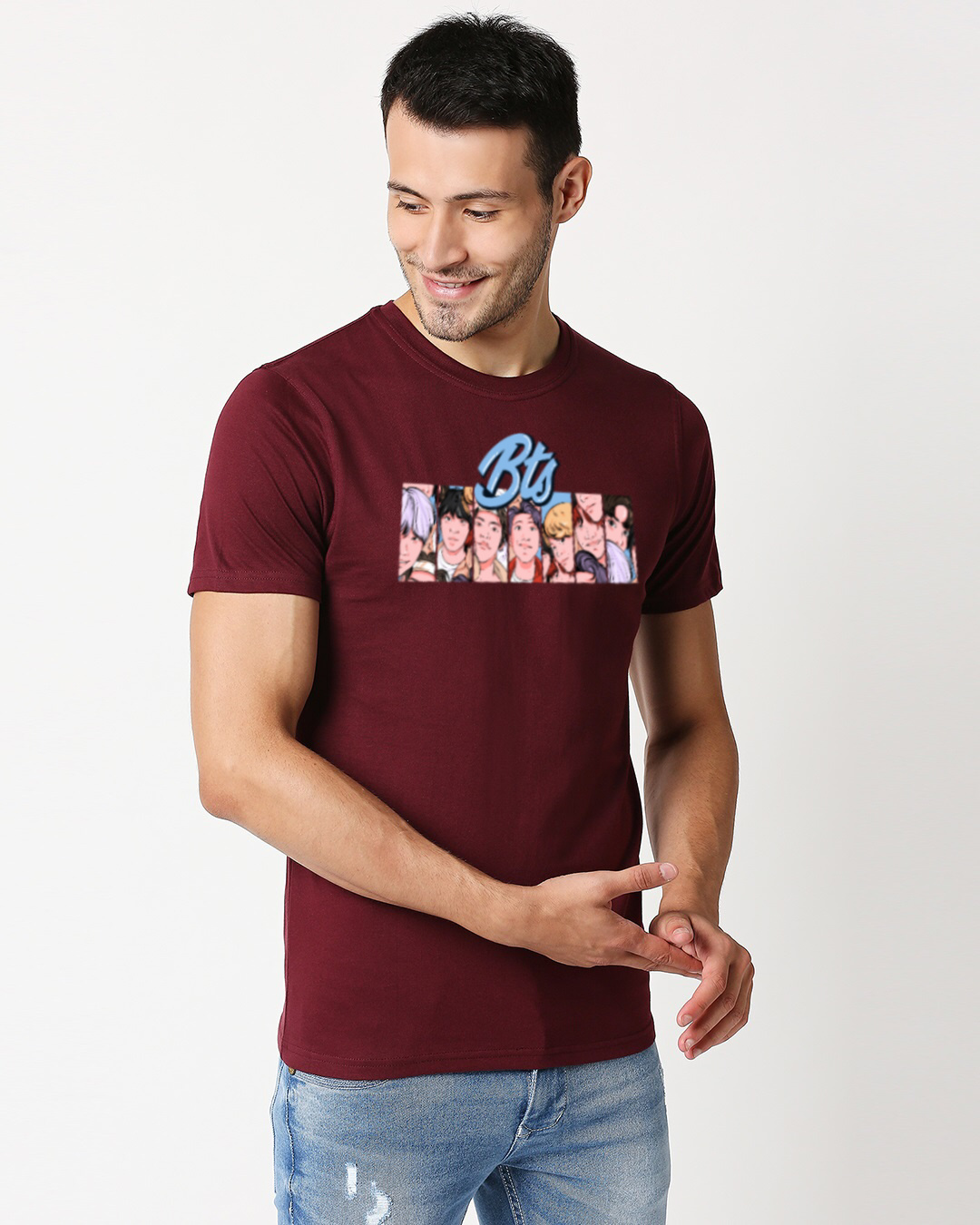 Shop Men's Maroon BTS Printed T-shirt-Back