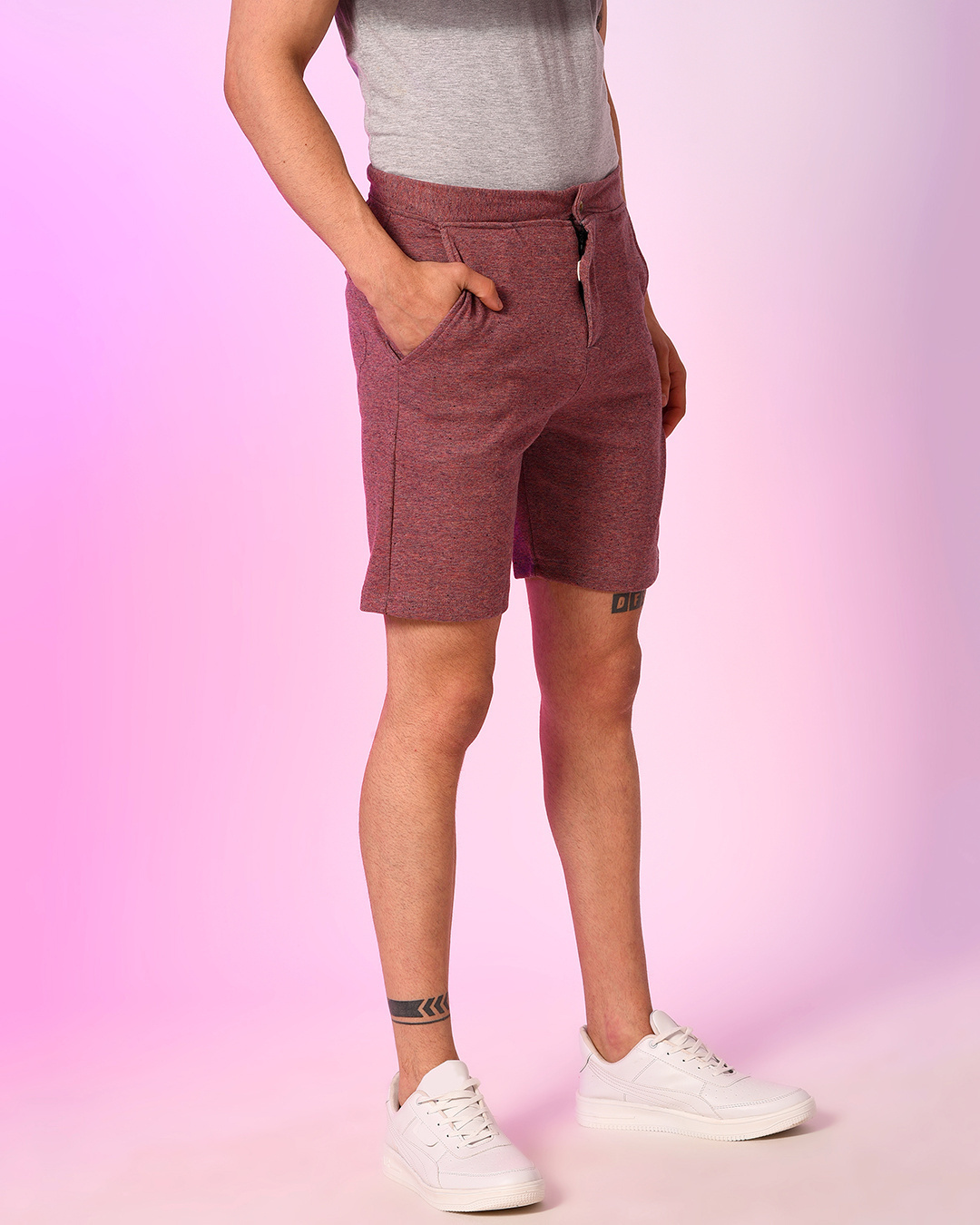 Shop Men's Maroon Button and Zip Shorts-Back
