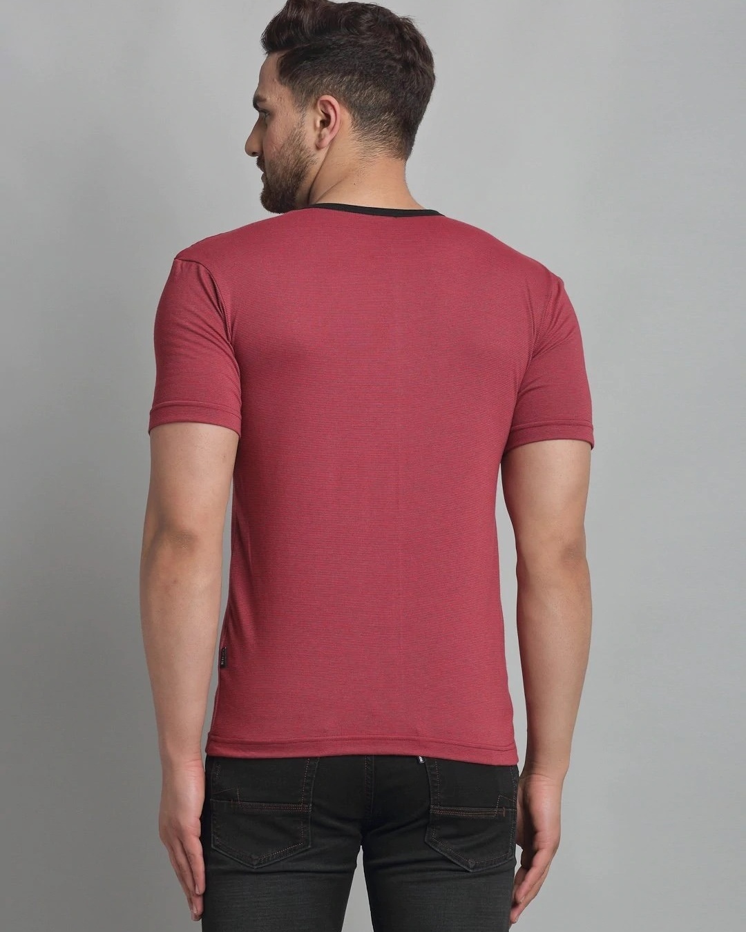 Shop Men's Maroon Slim Fit T-shirt-Back