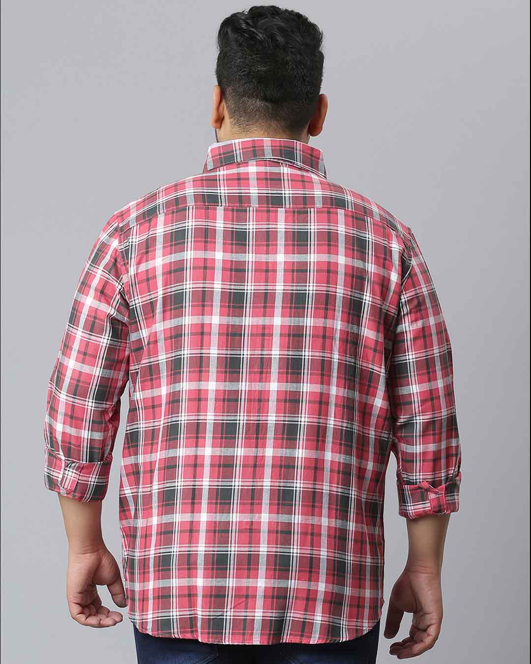 Shop Men's Maroon Checks Stylish Full Sleeve Casual Shirt-Back