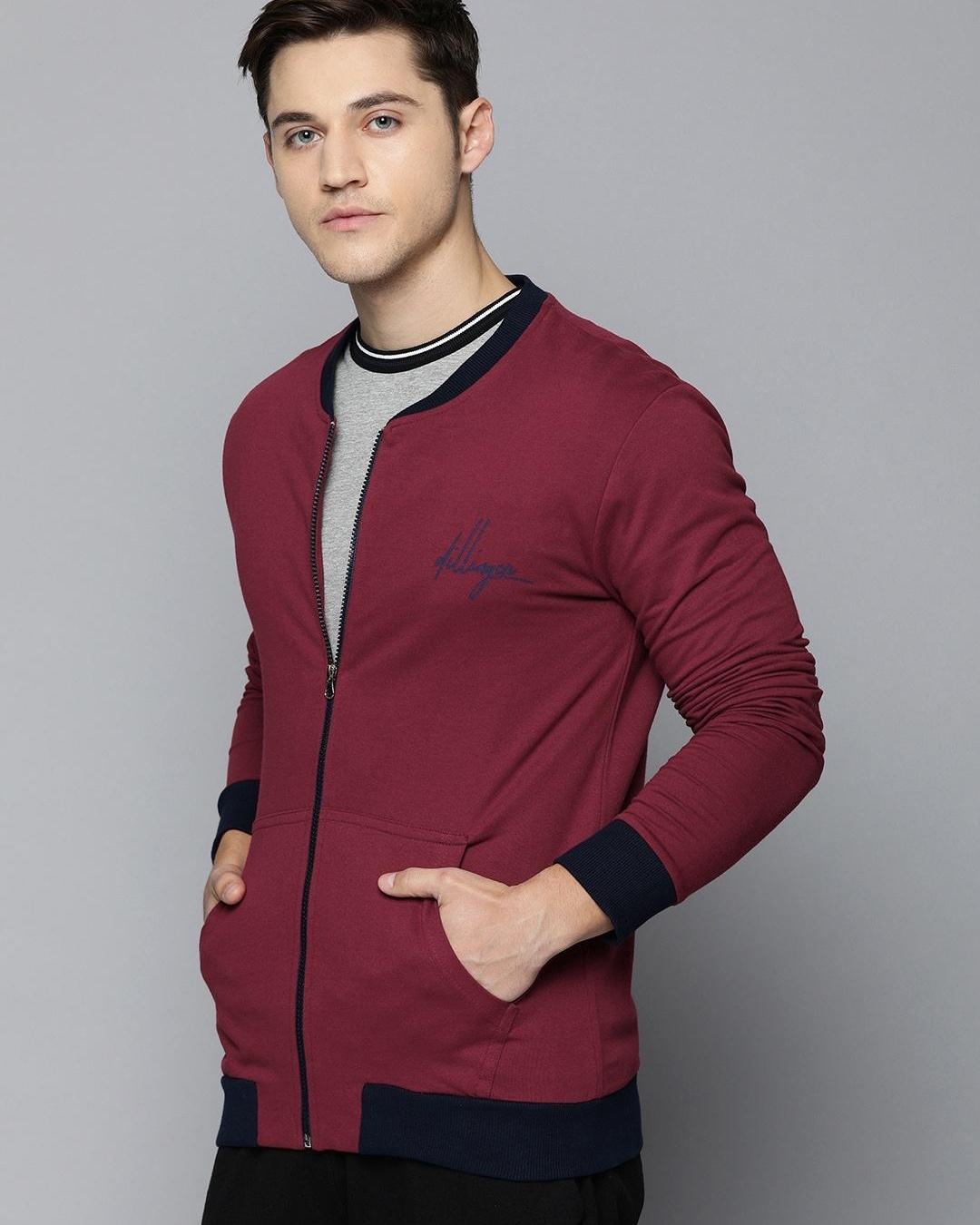 Buy Men's Maroon Color Block Jacket Online at Bewakoof