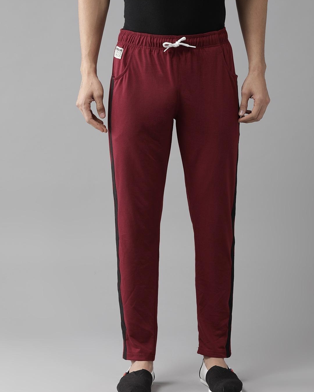 Buy Mens Maroon Color Block Track Pants for Men Maroon Online at Bewakoof