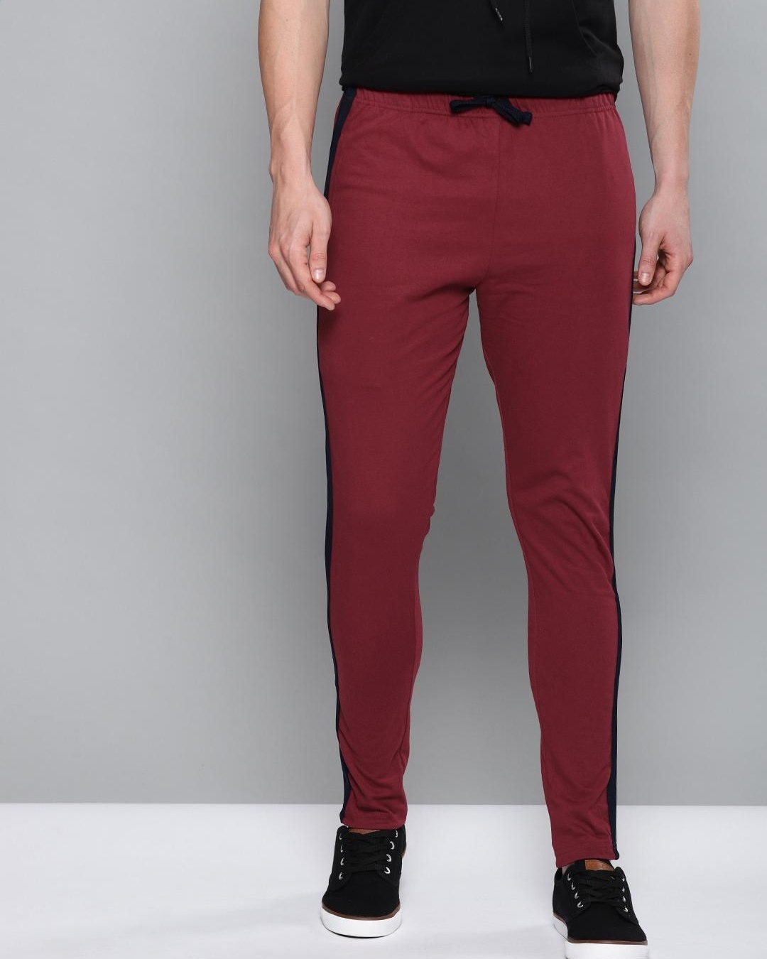 Shop Men's Maroon Color Block Track Pants-Back
