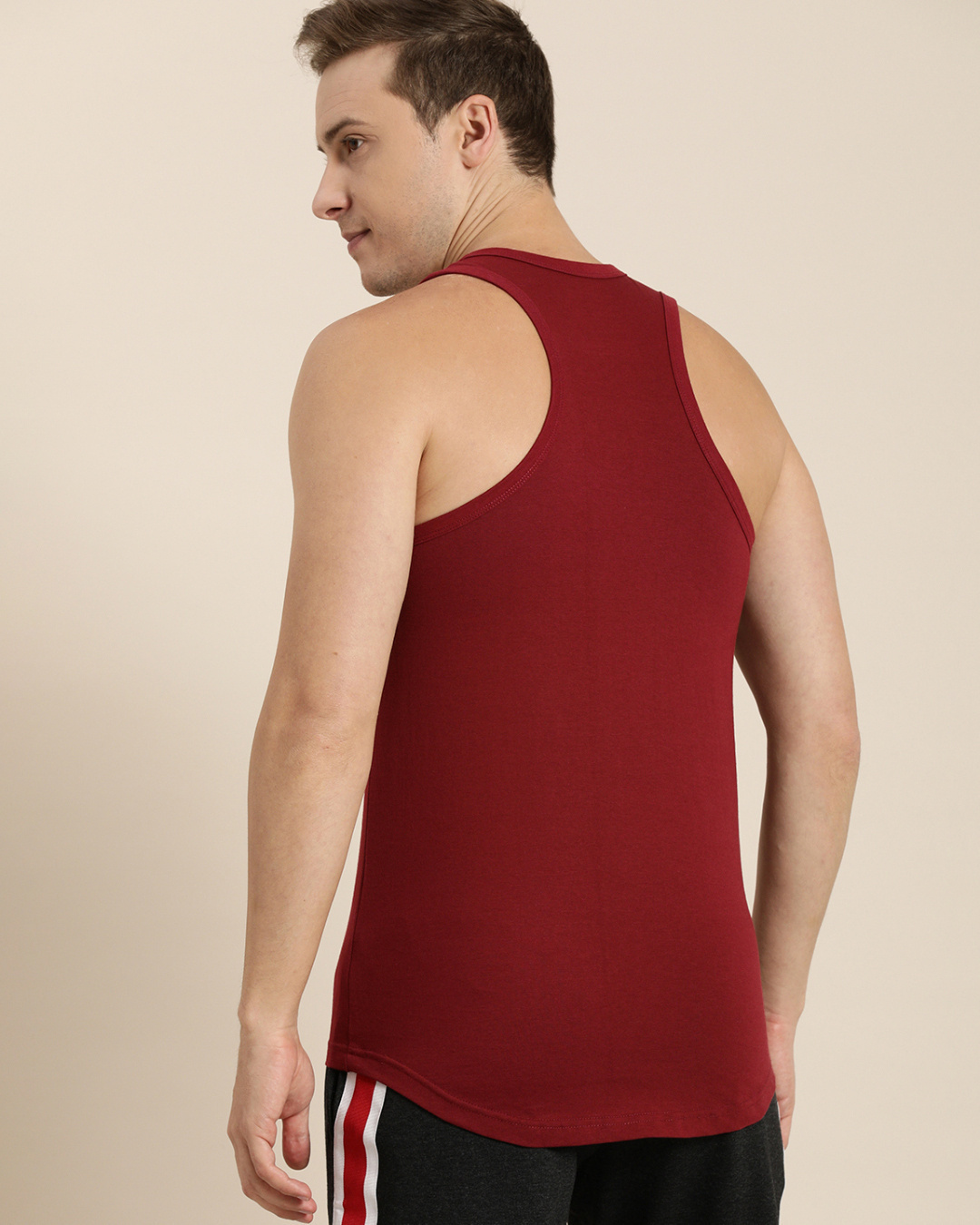 Shop Men's Maroon Colourblock Sleeveless T-shirt-Back