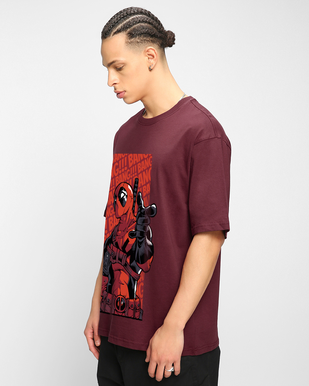 Shop Men's Maroon Deadpool Reloaded Graphic Printed Oversized T-shirt-Back