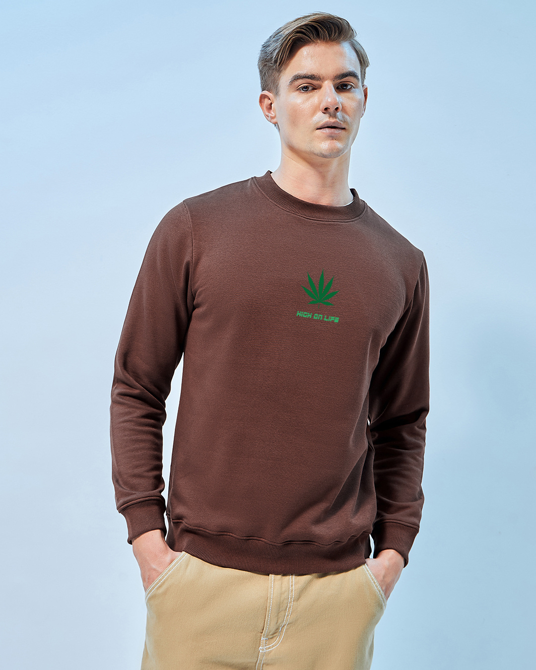 Shop Men's Brown Dope Graphic Printed Sweatshirt-Back
