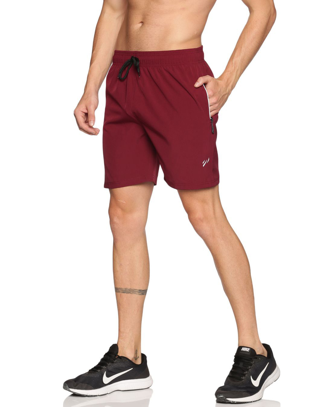 Shop Men's Maroon Elasticated Shorts-Back