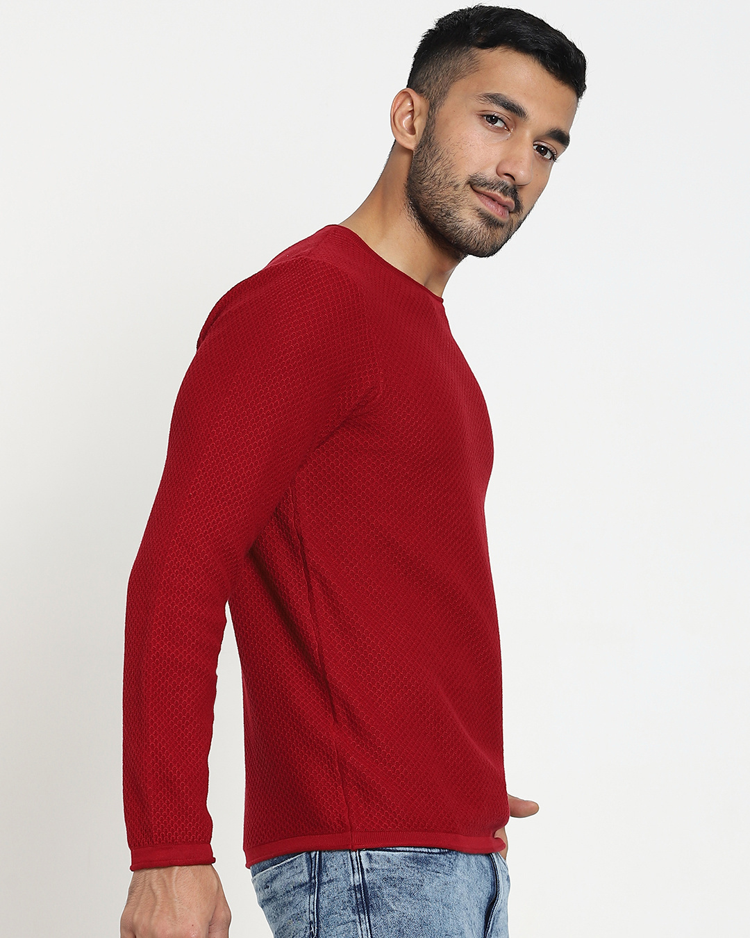 Shop Men's Maroon Flat Knits Sweater-Back