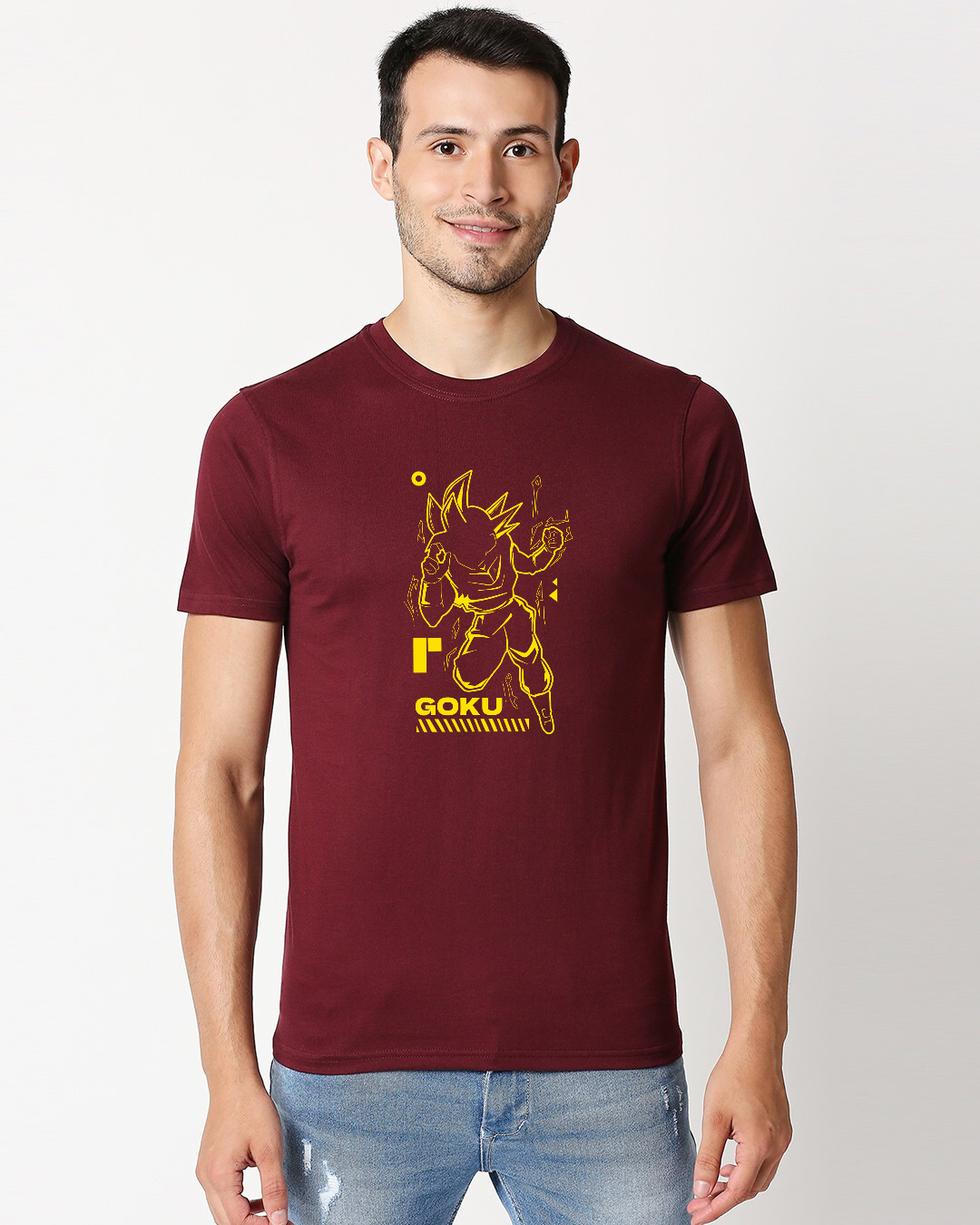 Buy Men's Maroon Goku Printed T-shirt for Men Maroon Online at Bewakoof