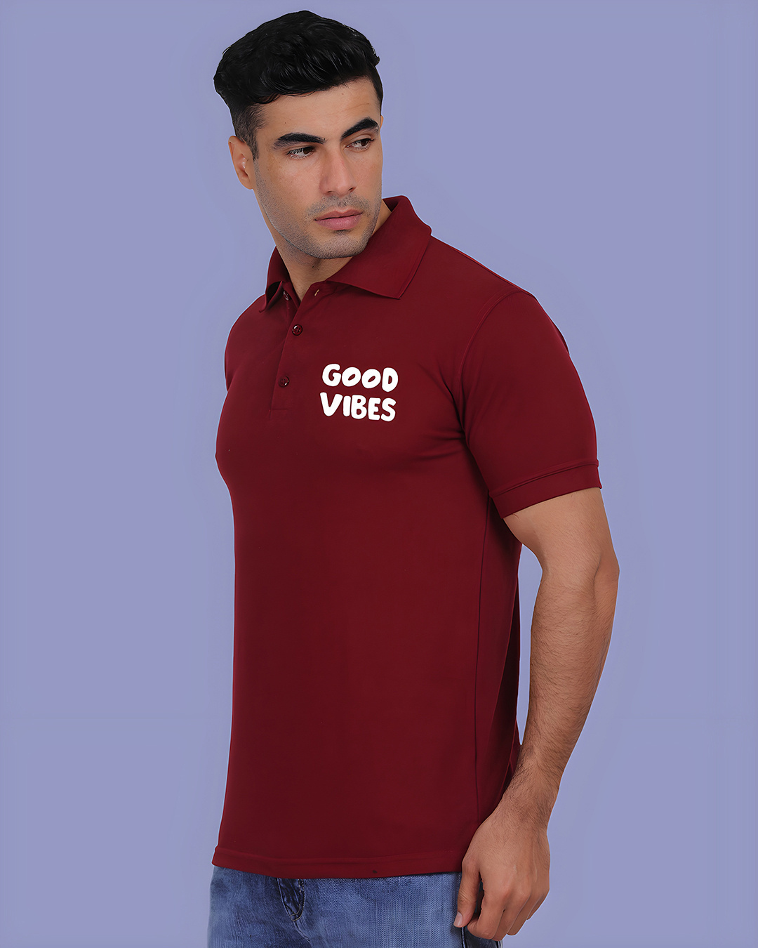 Shop Men's Maroon Good Vibes Printed T-shirt-Back