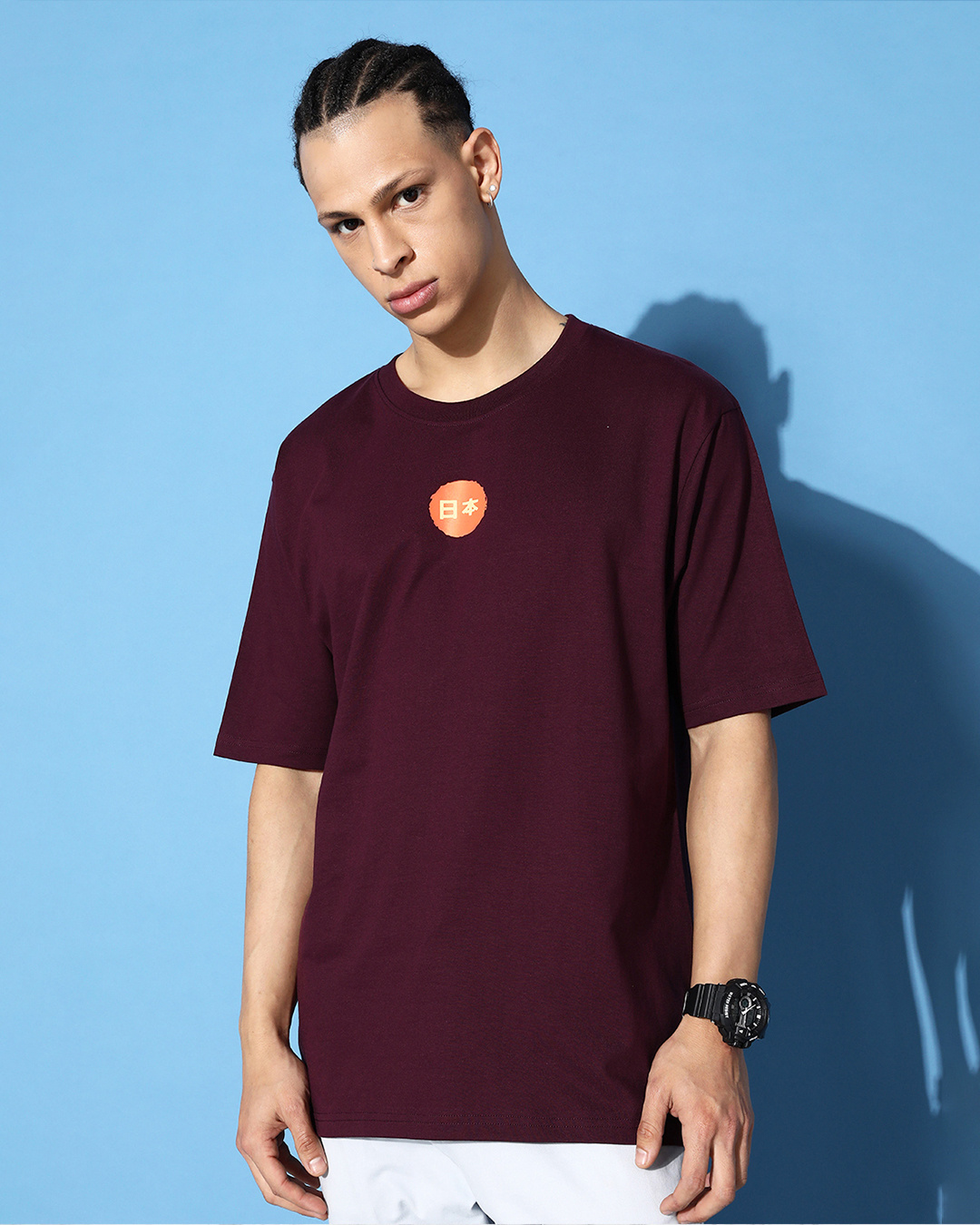 Buy Men's Maroon Graphic Printed Oversized T-shirt Online at Bewakoof