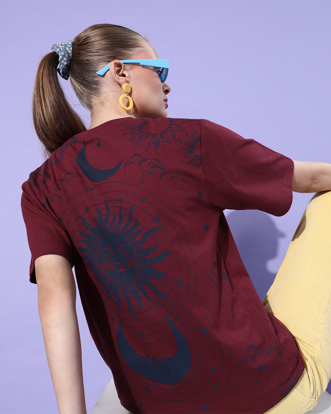 printed women maroon t shirt