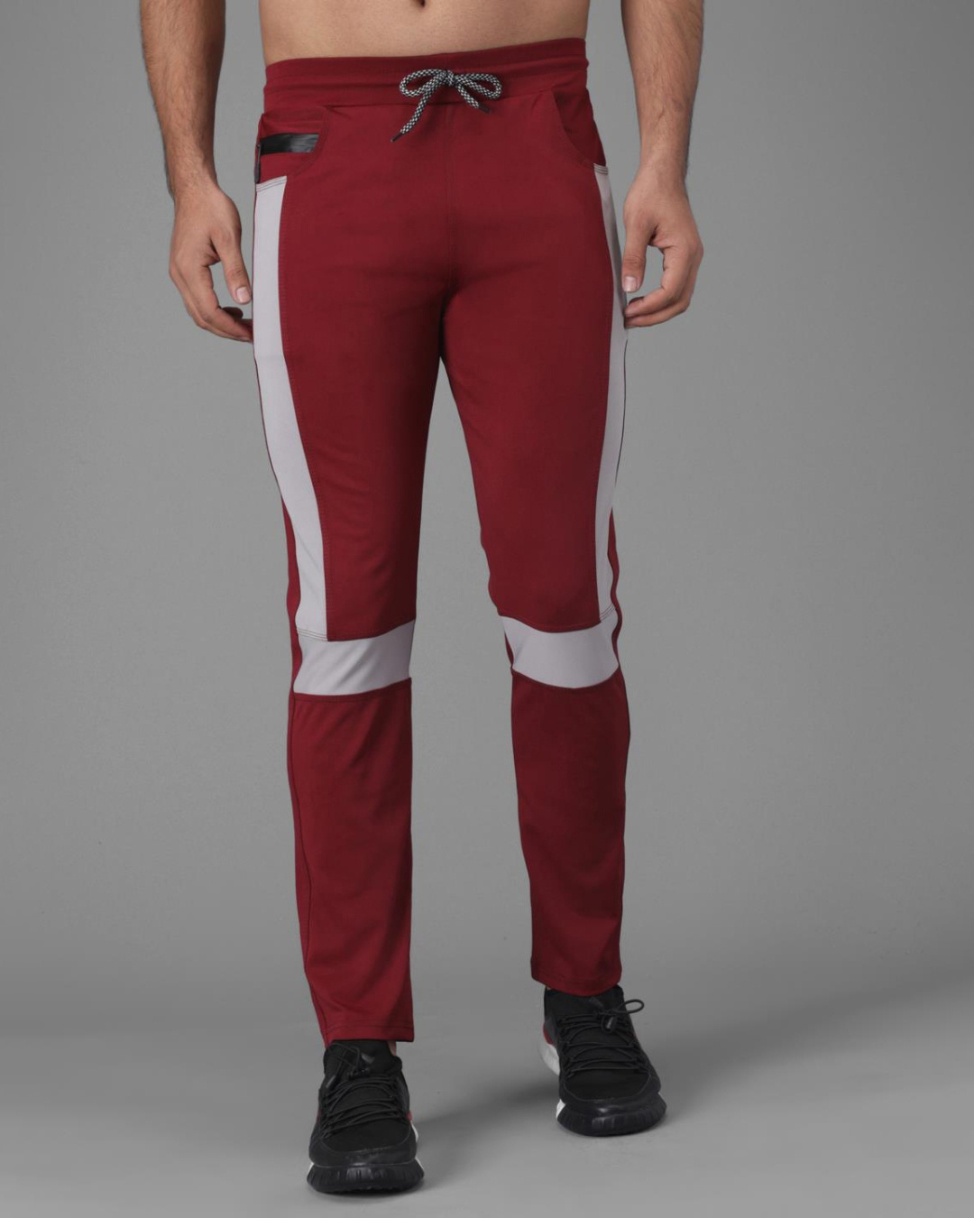 Buy Men's Maroon & Grey Color Block Relaxed Fit Track Pants for Men Maroon Online at Bewakoof