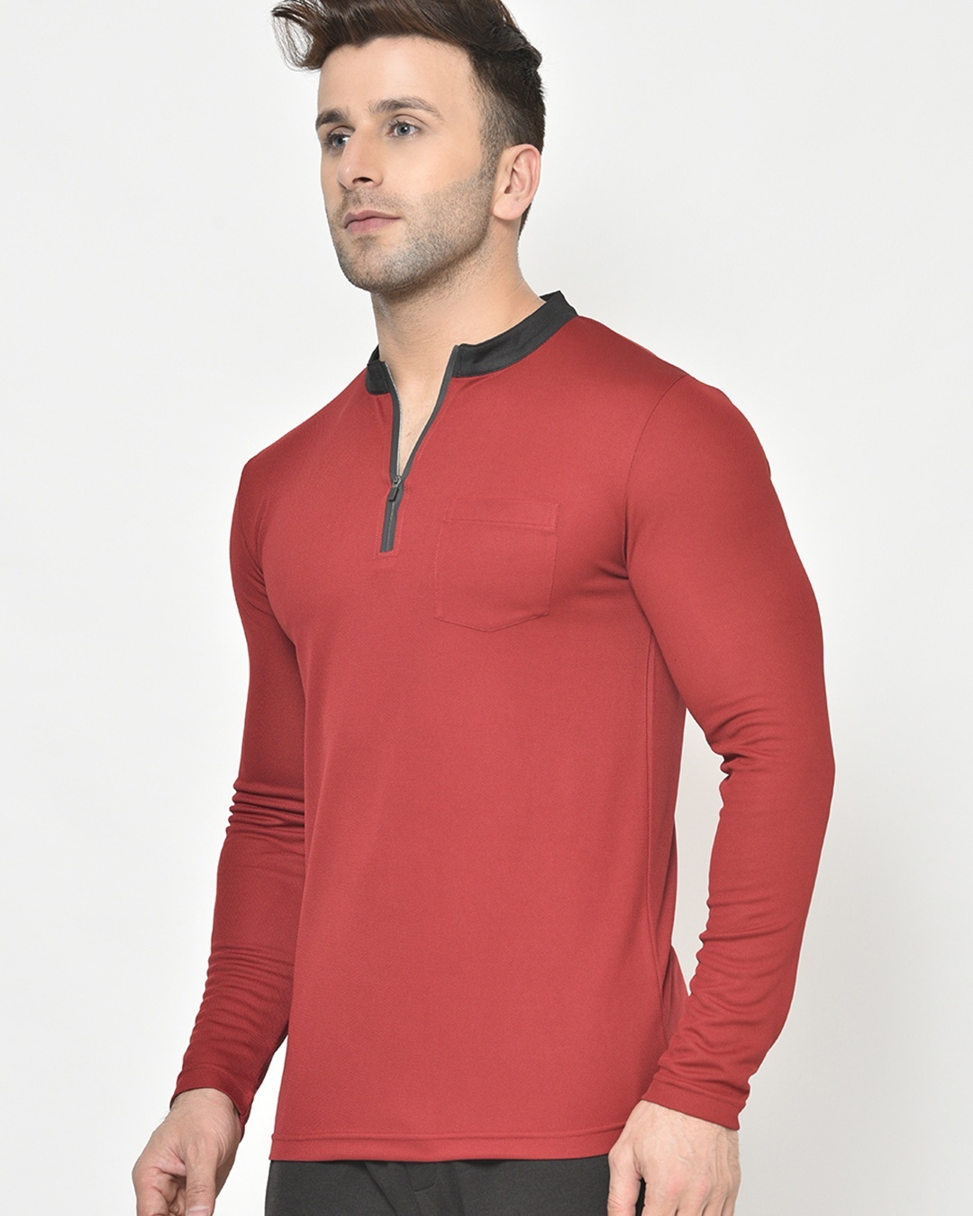 Shop Men's Maroon Henley T-shirt-Back