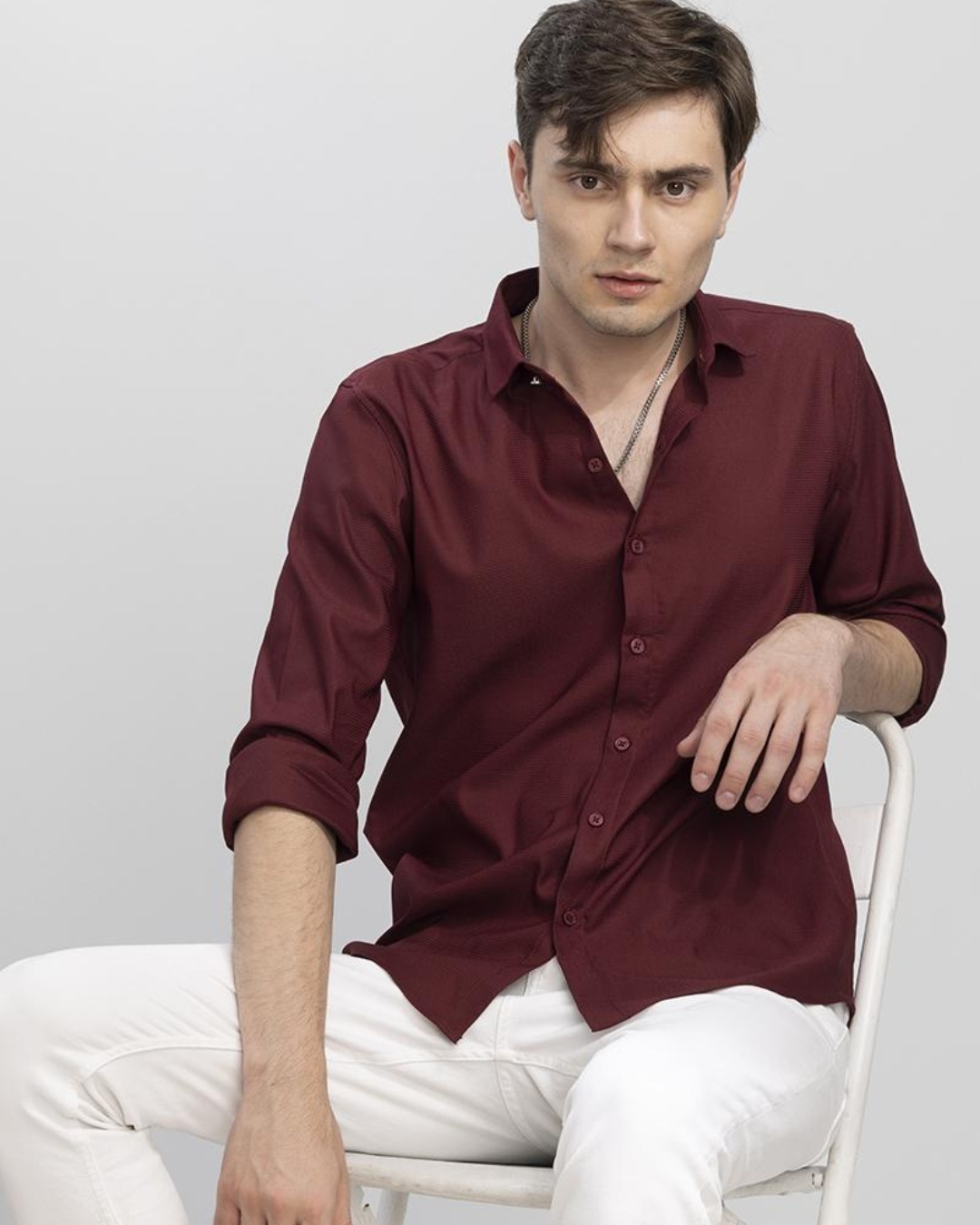 Men's Maroon Abstract Printed Shirt with Shorts Co-Ords