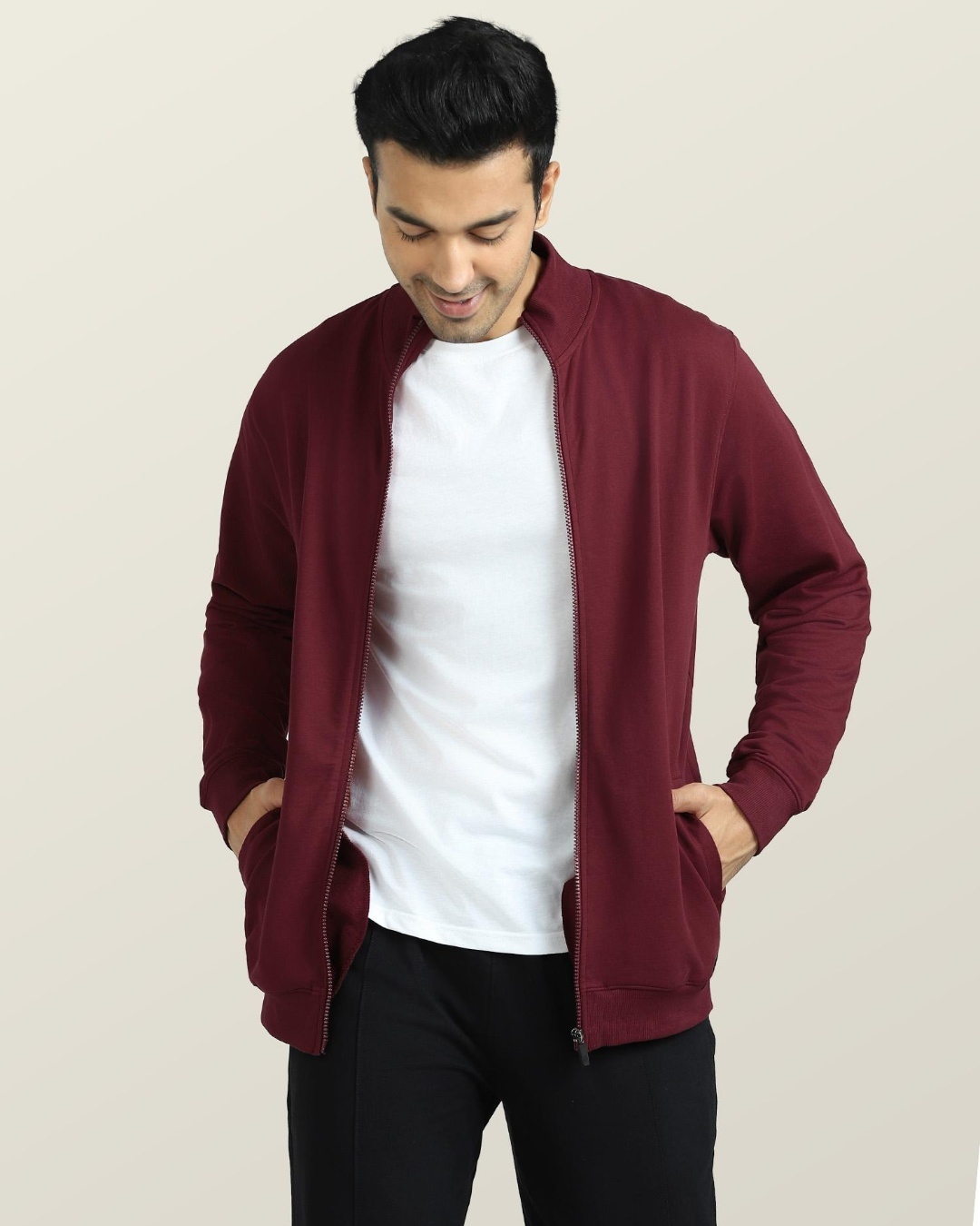 Buy Men's Maroon Jacket Online at Bewakoof