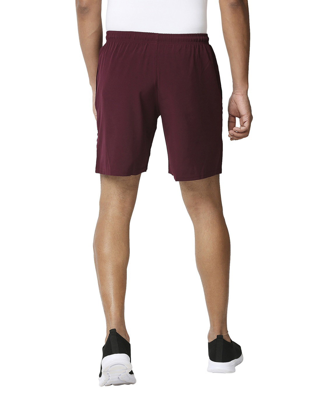 Shop Men's Maroon Knee Striped Casual Shorts-Back