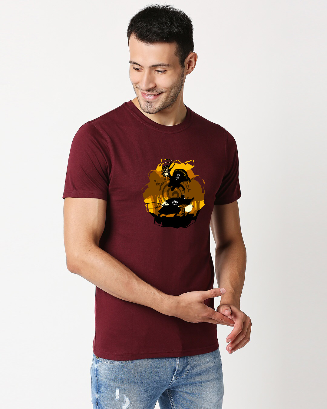 Shop Men's Maroon Minato Rasengan Printed T-shirt-Back