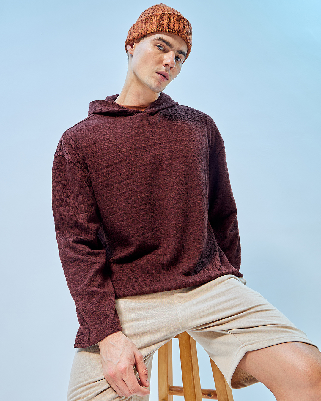 Buy Men's Maroon Oversized Hoodie Online at Bewakoof