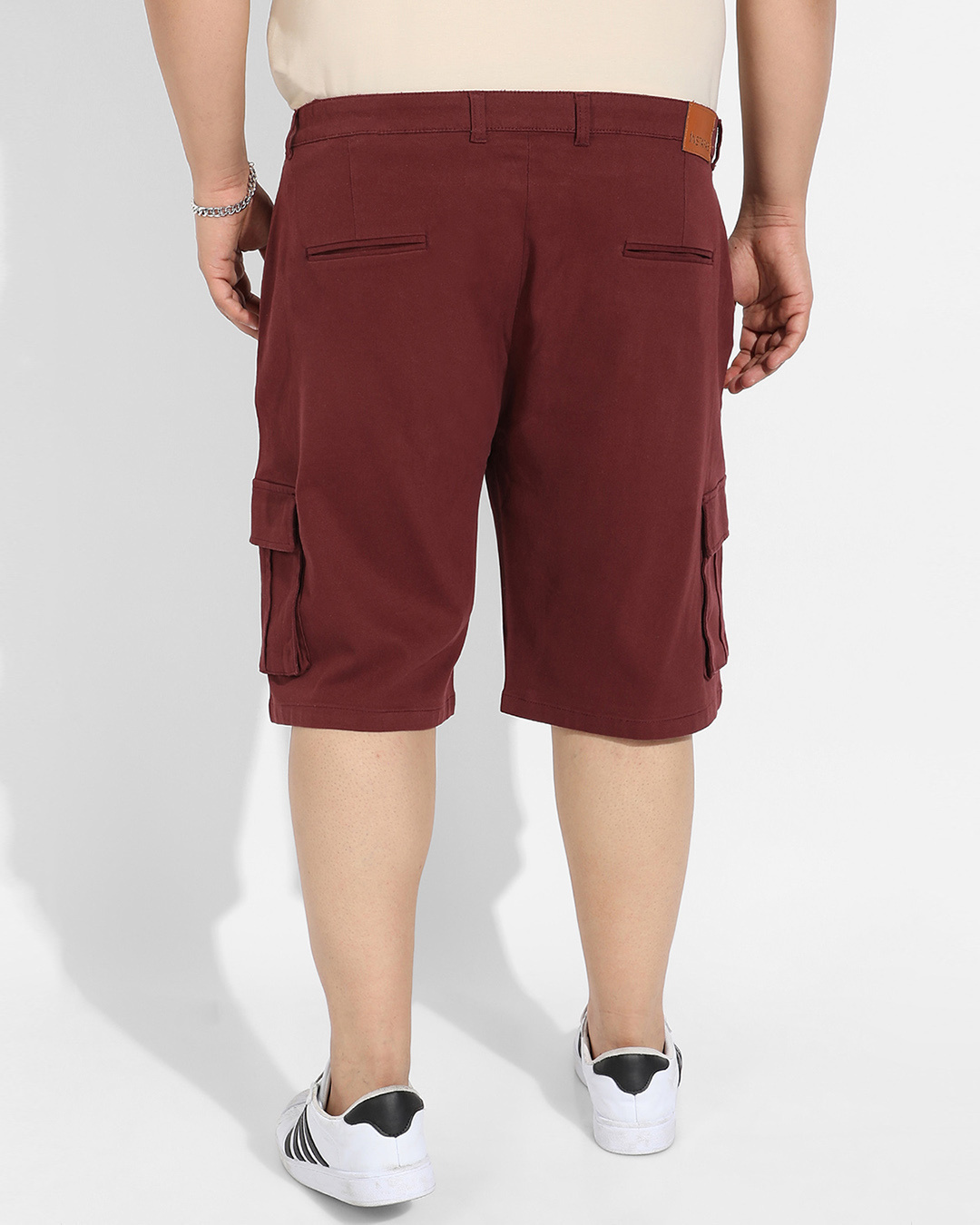 Shop Men's Maroon Oversized Plus Size Cargo Shorts-Back
