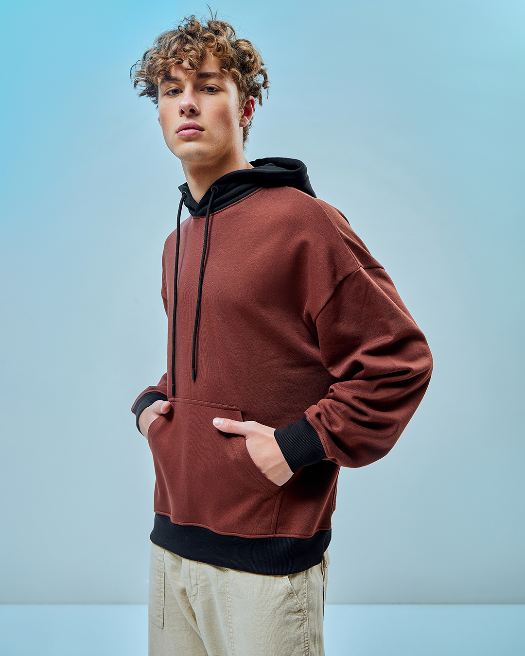 Shop Men's Brown Oversized Plus Size Hoodies-Back