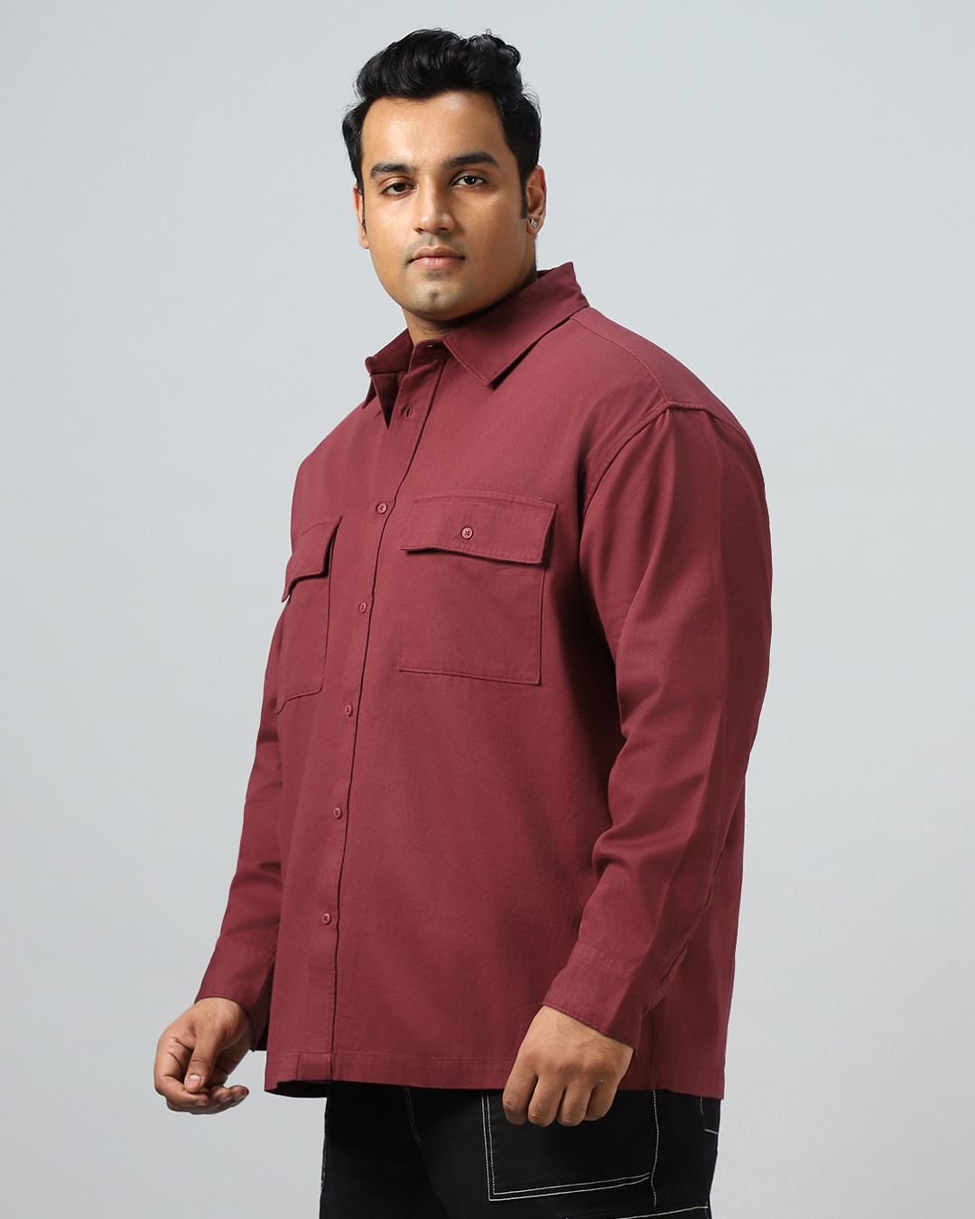Shop Men's Maroon Oversized Plus Size Shirt-Back