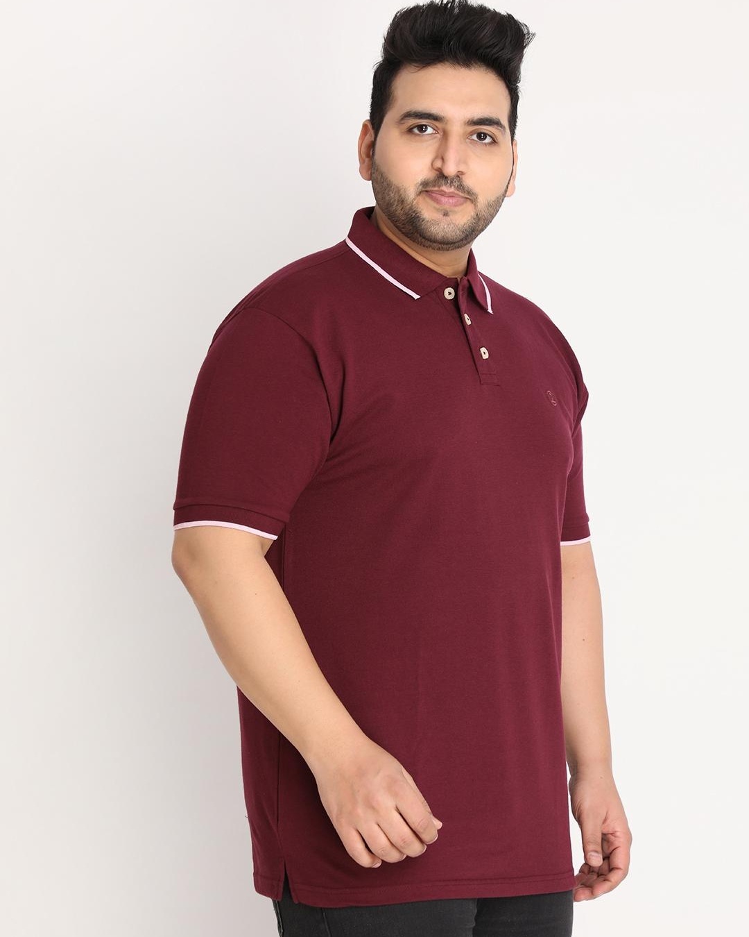 Shop Men's Maroon Plus Size Polo T-shirt-Back