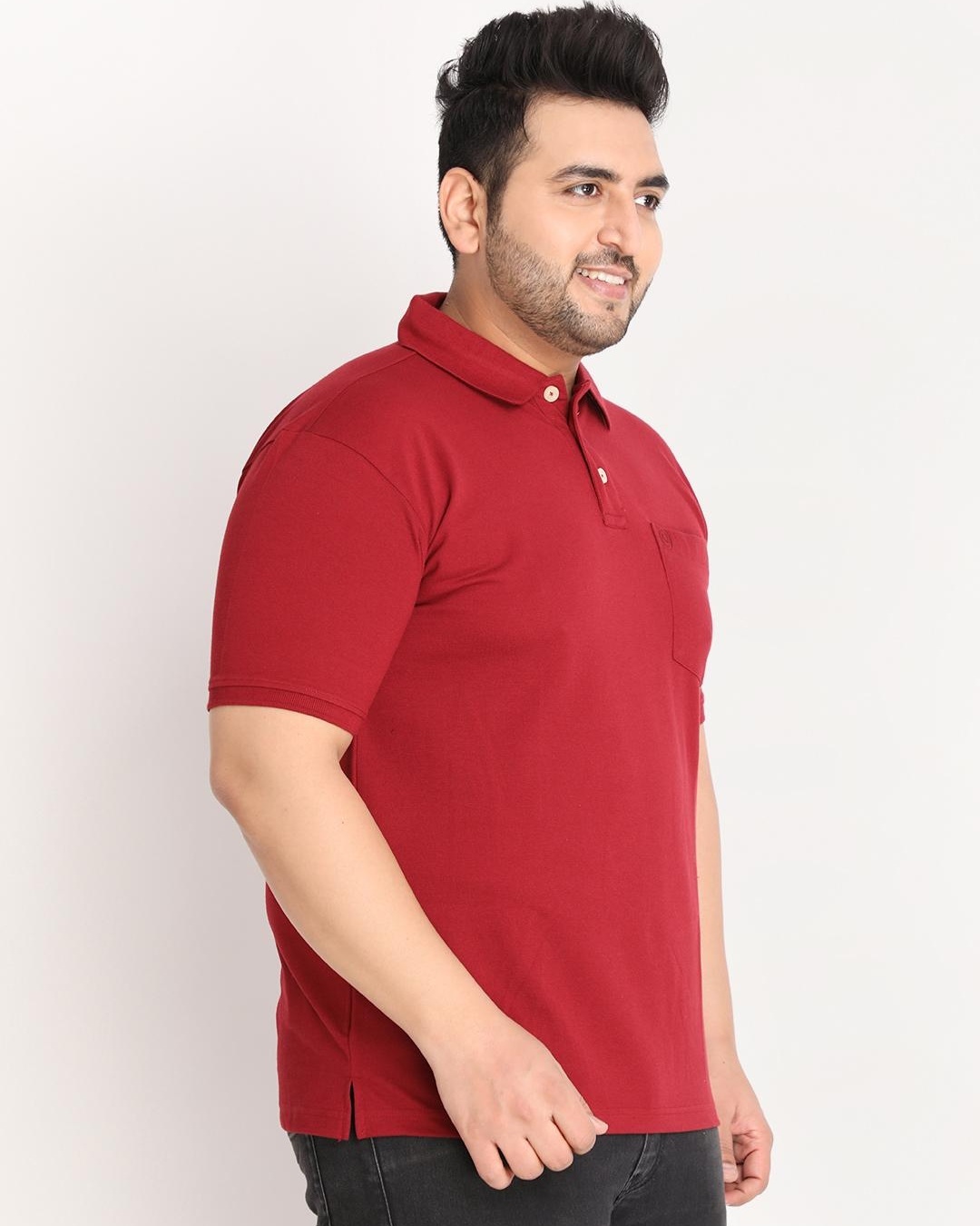 Shop Men's Maroon Plus Size T-shirt-Back