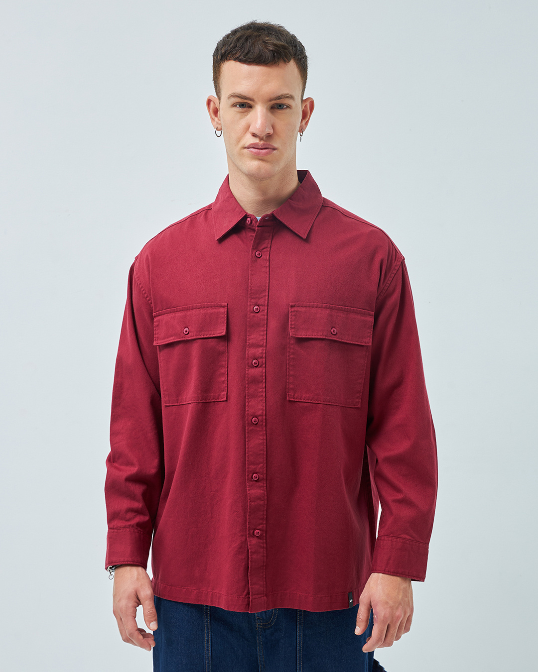 Shop Men's Maroon Oversized Shirt-Back