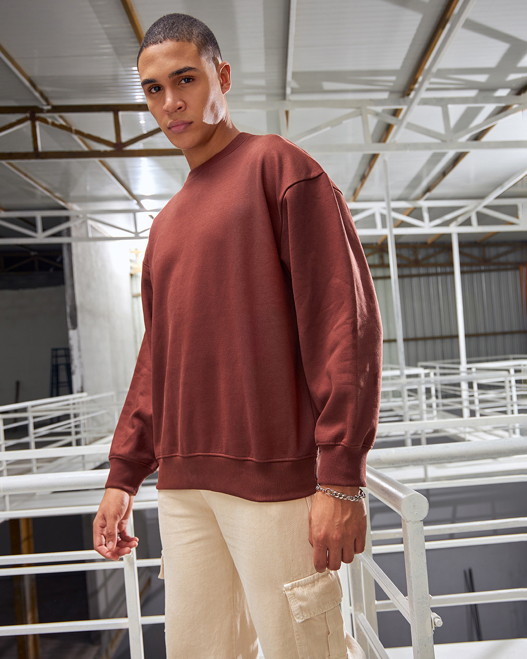 Shop Men's Brown Oversized Sweatshirt-Back