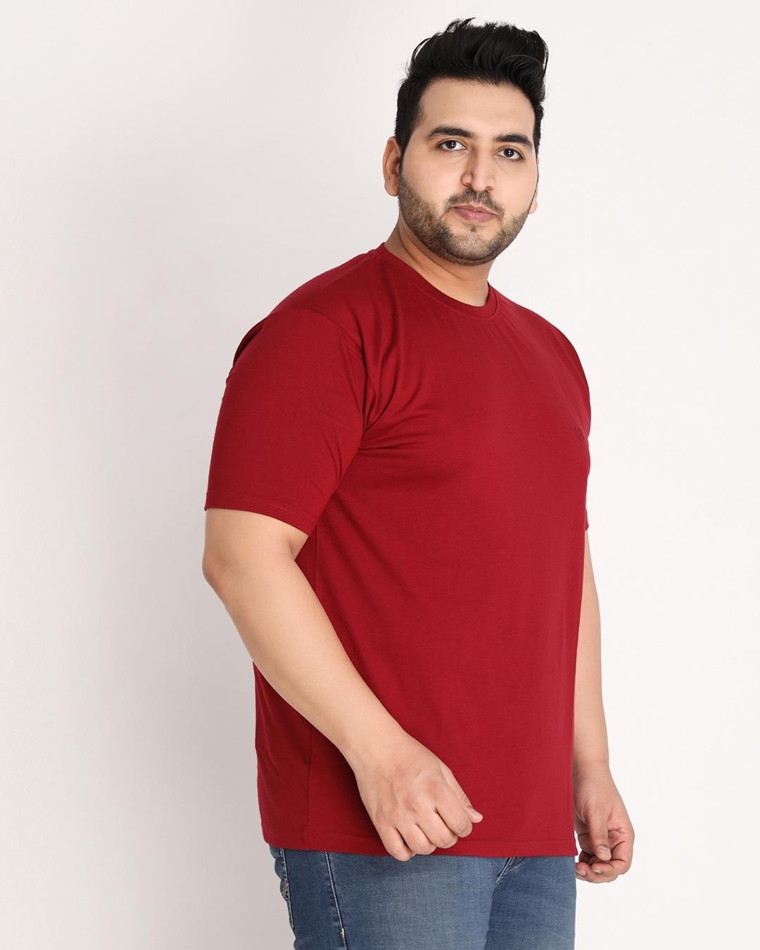 Shop Men's Maroon Plus Size T-shirt-Back