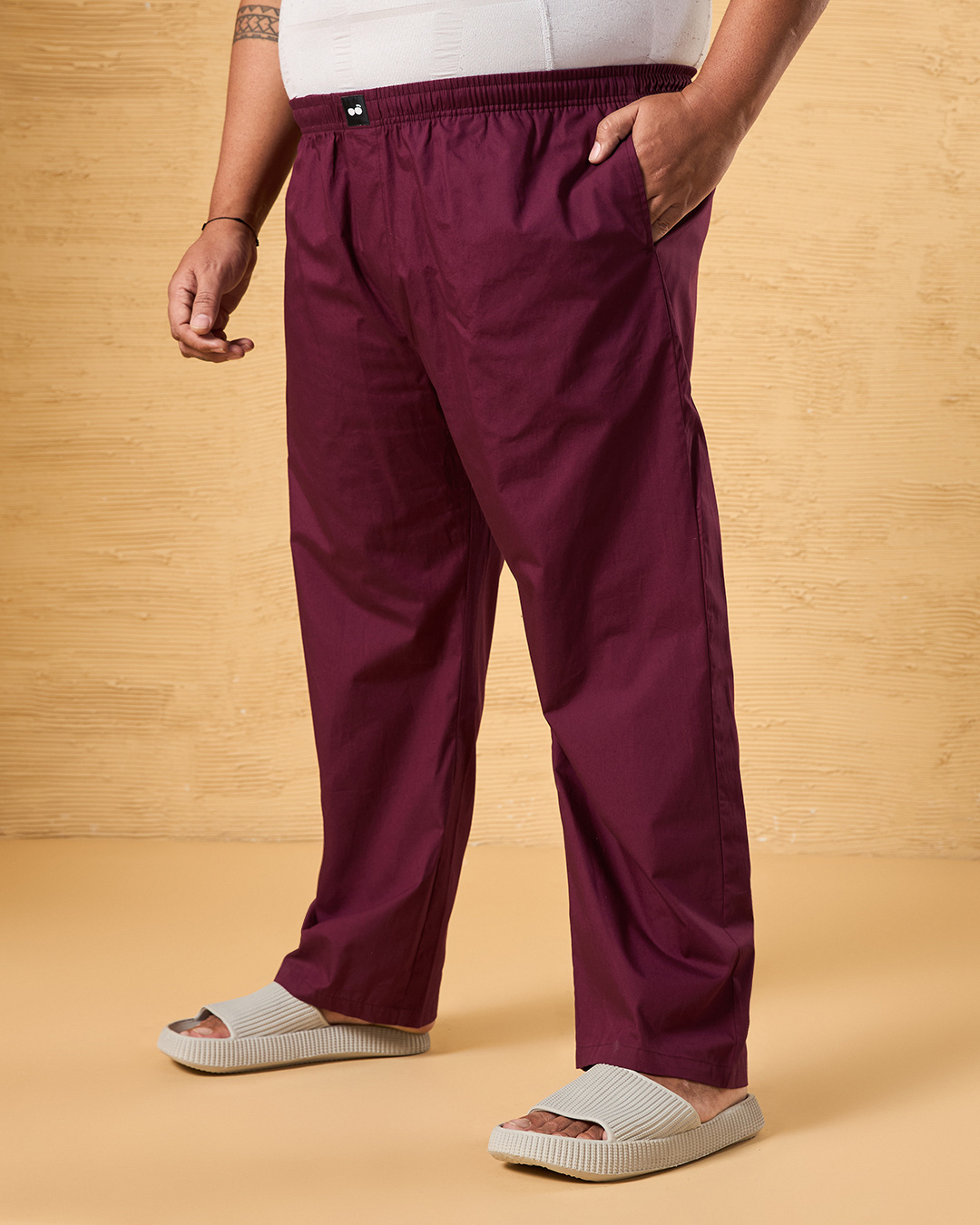 Shop Men's Maroon Plus Size Pyjamas-Back