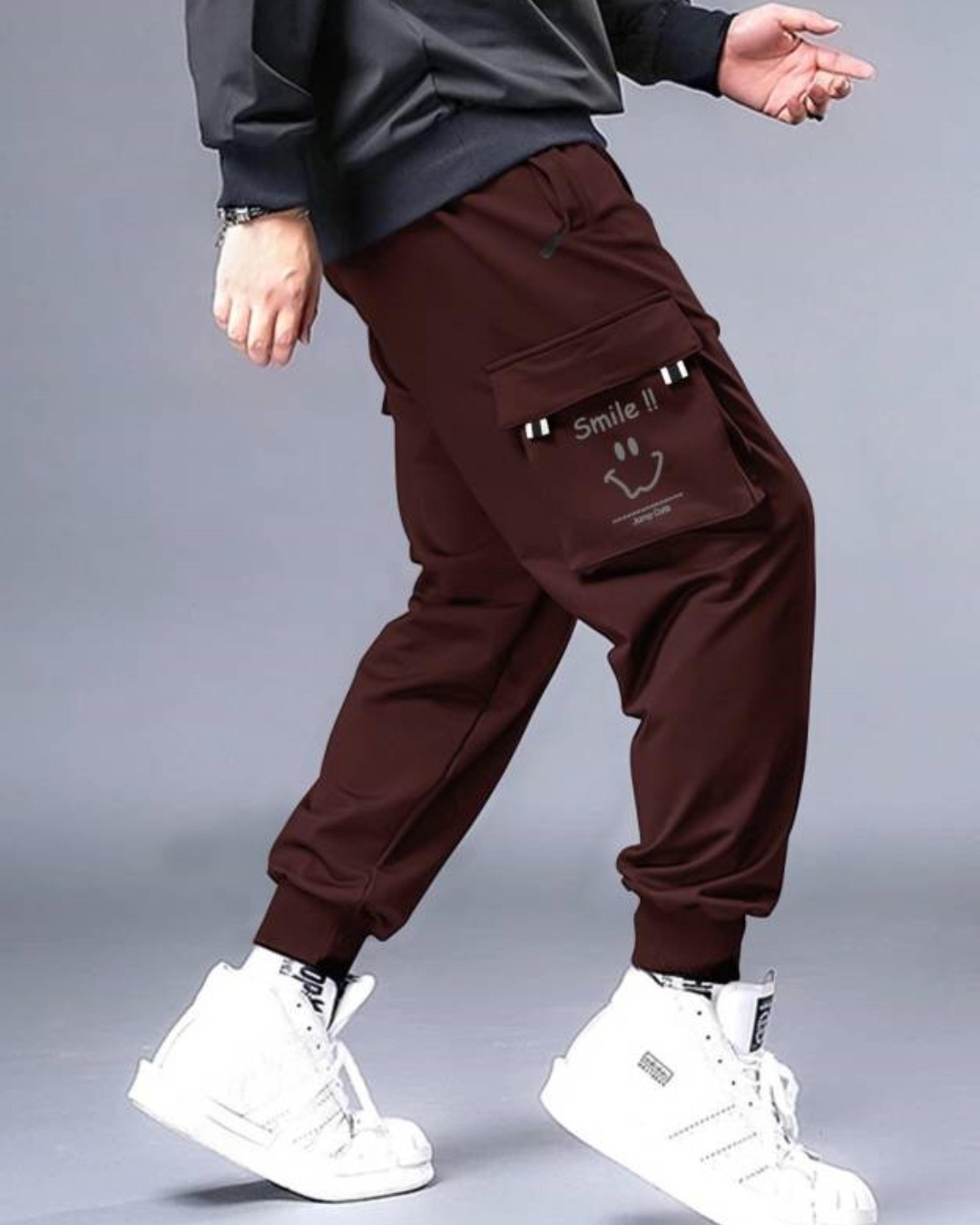 Maroon Slim Fit Joggers For Men By Being Human Clothing