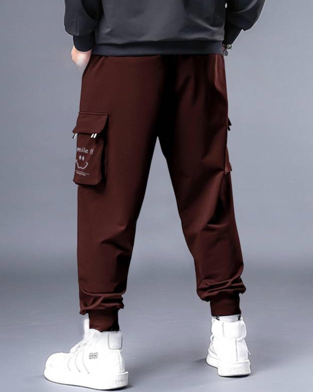 Shop Men's Maroon Printed Relaxed Fit Joggers-Back