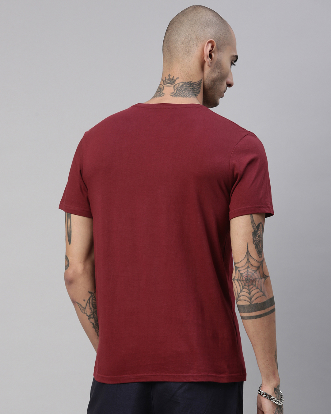 Shop Men's Maroon Regular Fit Printed Tshirt-Back