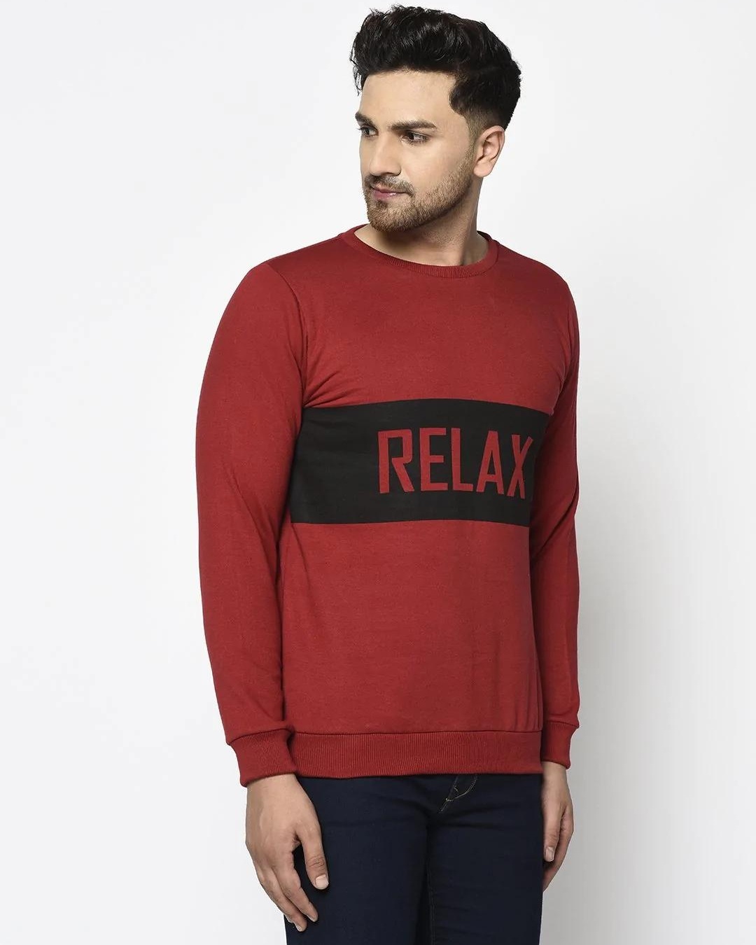 Shop Men's Maroon Relax Typography Sweatshirt-Back