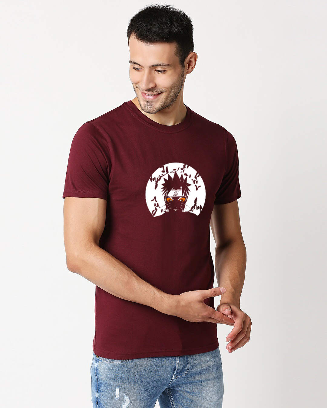 Shop Men's Maroon Sage Naruto Printed T-shirt-Back