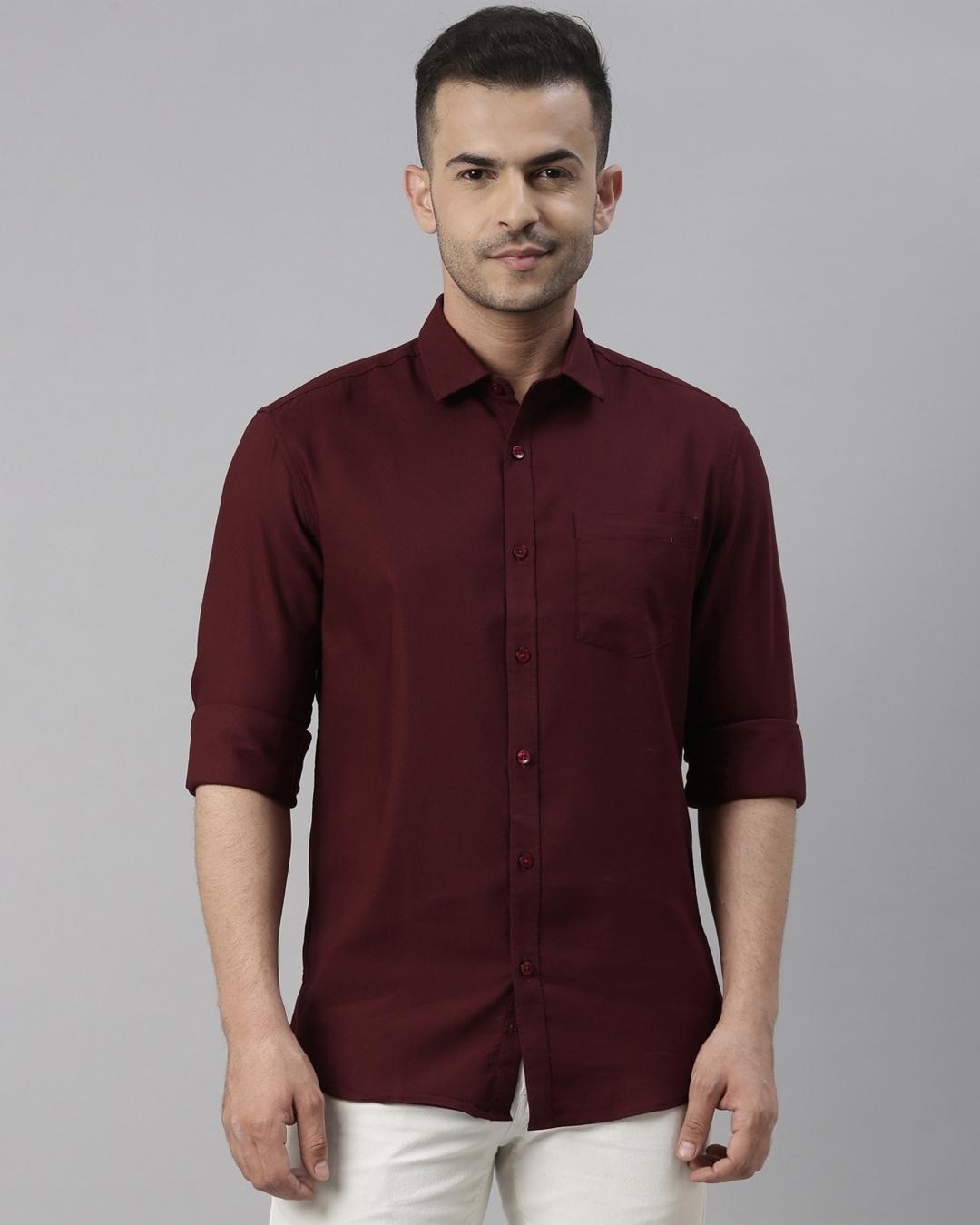 Buy Men's Maroon Slim Fit Shirt for Men Maroon Online at Bewakoof