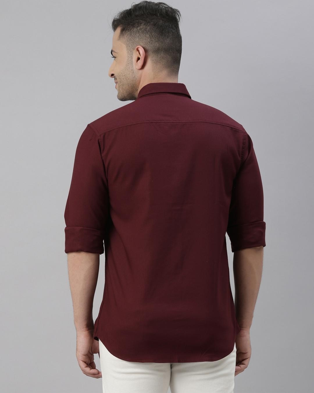 Shop Men's Maroon Slim Fit Shirt-Back