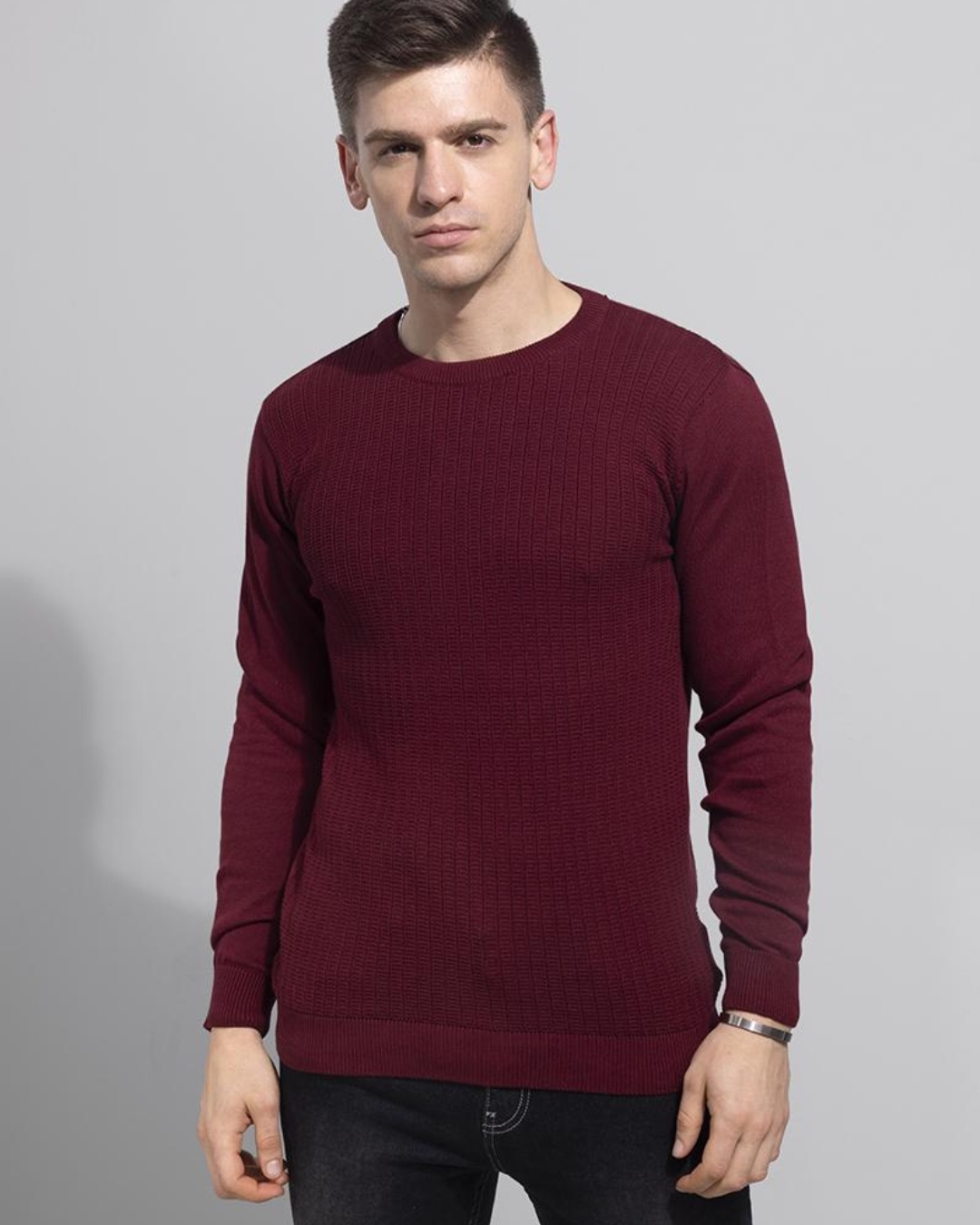 Buy Men's Maroon Slim Fit Sweater for Men Maroon Online at Bewakoof