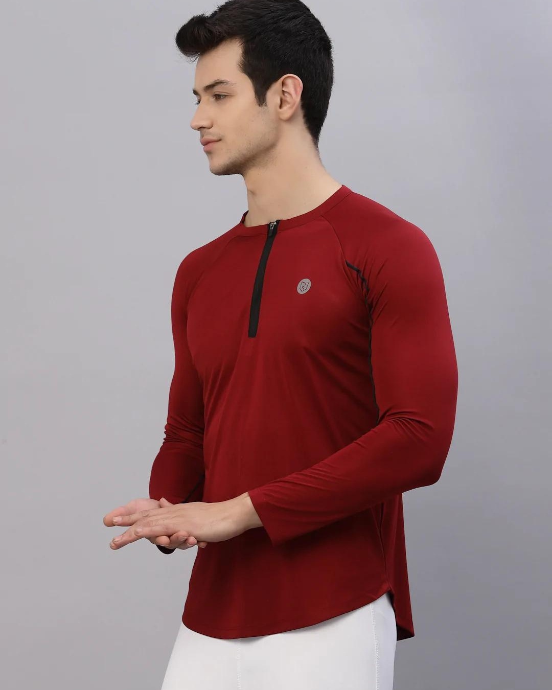 Shop Men's Maroon Slim Fit T-shirt-Back