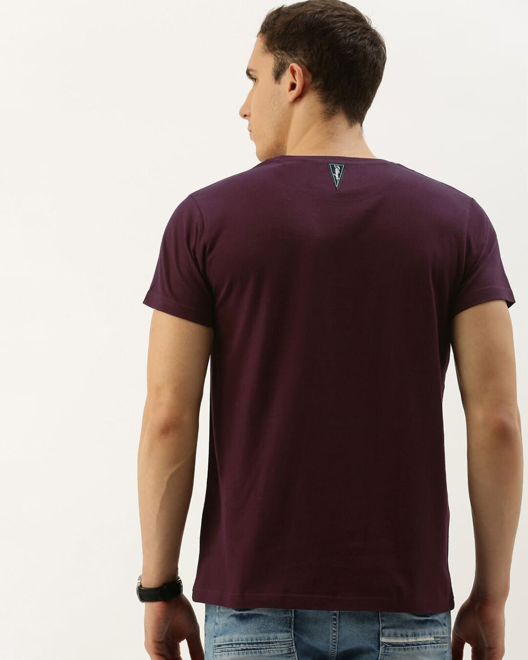 Shop Men's Maroon Solid T-shirt-Back