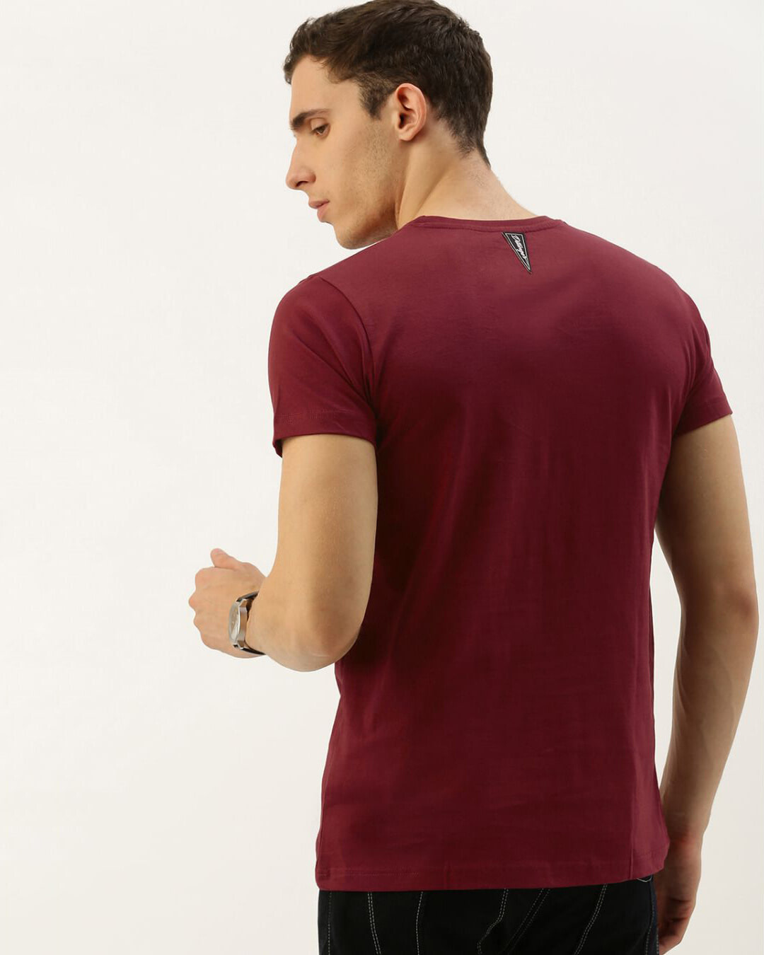 Shop Men's Maroon Solid T-shirt-Back